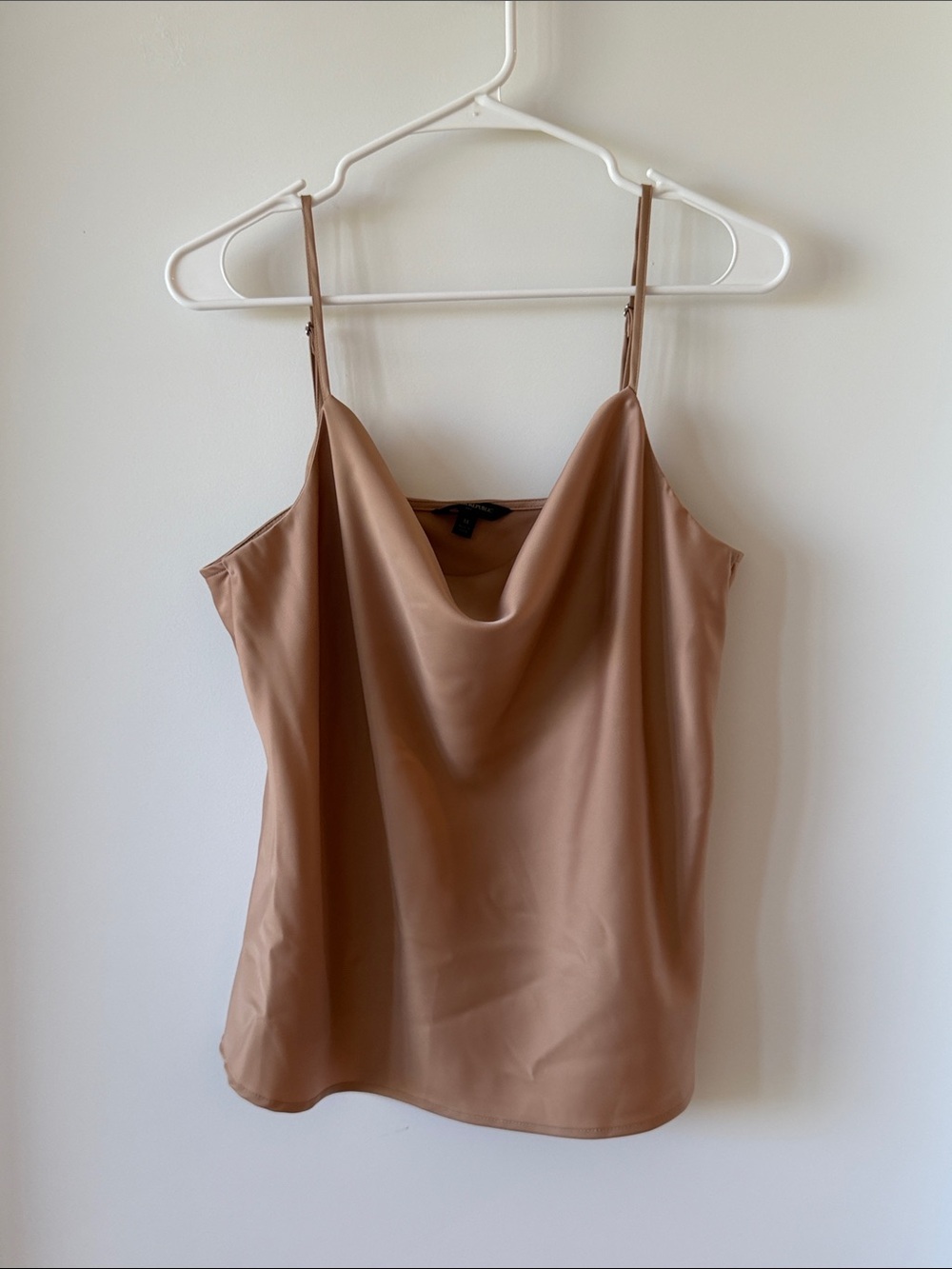Banana Republic Satin Cowl Neck Cami Tank Top Tan/Gold
